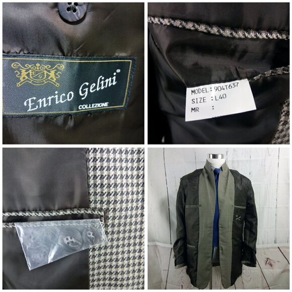 Enrico Gelini Collezione 40L Multicolor Houndstooth Suit Blazer Sport Coat - Picture 5 of 6